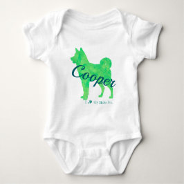 Personalized Pastel Green Color Shiba Inu -Dog Baby Strampler
