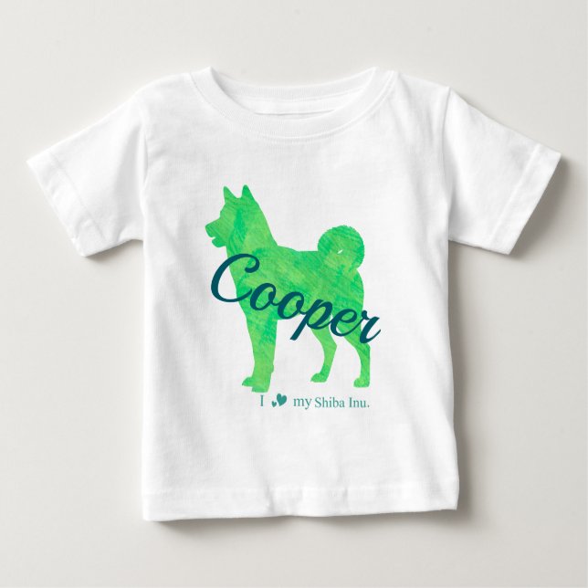 Personalized Pastel Green Shiba Inu T-Shirt 柴犬 (Vorderseite)