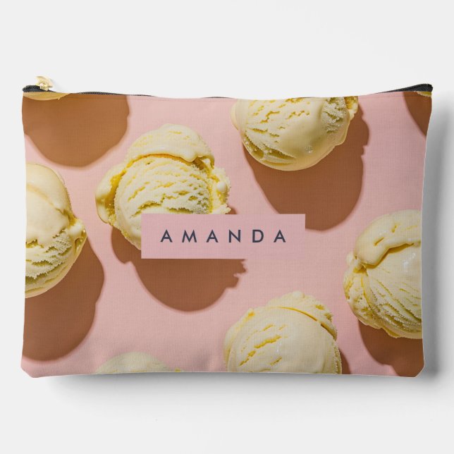 Personalized Pastel Lemon Cream Bliss Zubehörtasche (Vorderseite)