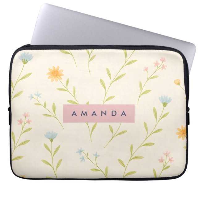 Personalized Pastel Meadow Wildflower Laptopschutzhülle (Vorderseite)