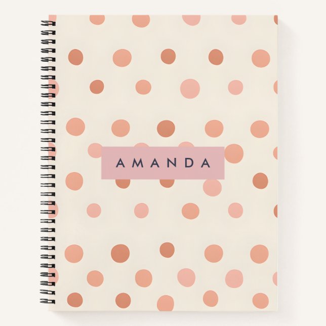 Personalized Pastel Peach & Blush Polka Dot  Notizbuch (Vorderseite)