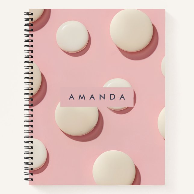 Personalized Pastel Pink with Cream Dot Notizbuch (Vorderseite)
