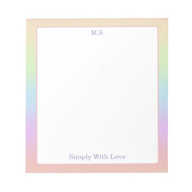 personalized Pastel Rainbow Notizblock (Vorderseite)