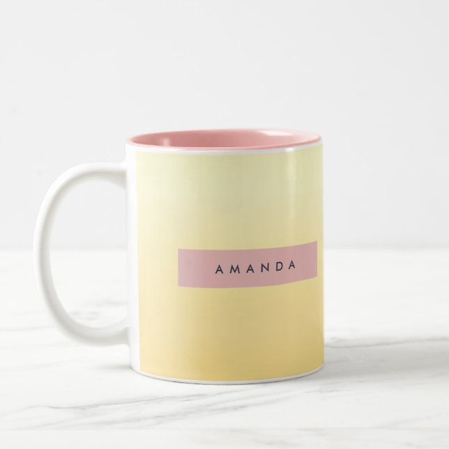 Personalized Pastel Soft Yellow Ombre  Zweifarbige Tasse (Links)