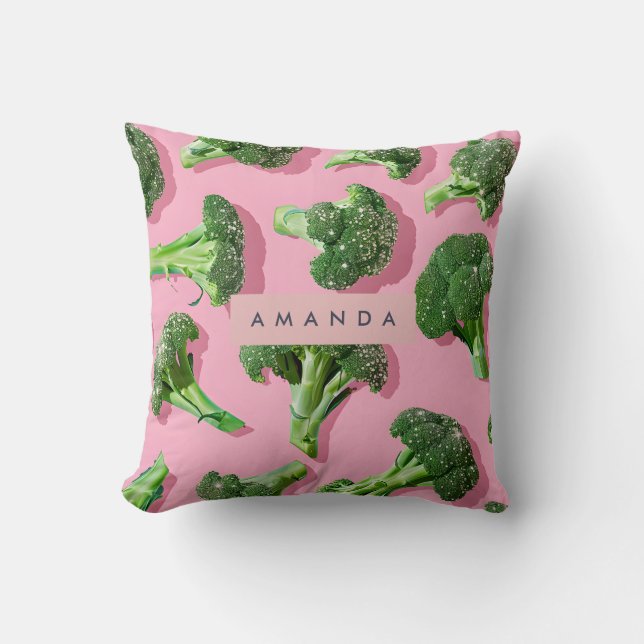 Personalized Pastel Sparkle Green Broccoli  Kissen (Vorderseite)