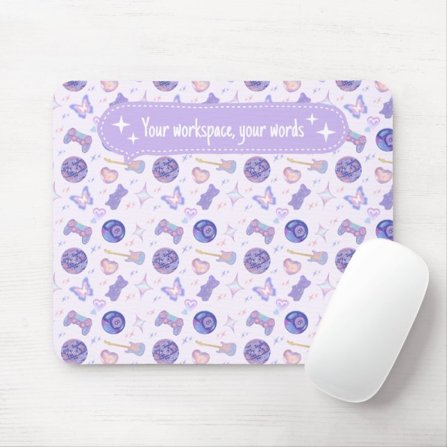 Personalized pastel y2k lavender aesthetic pattern mousepad (Mit Mouse)