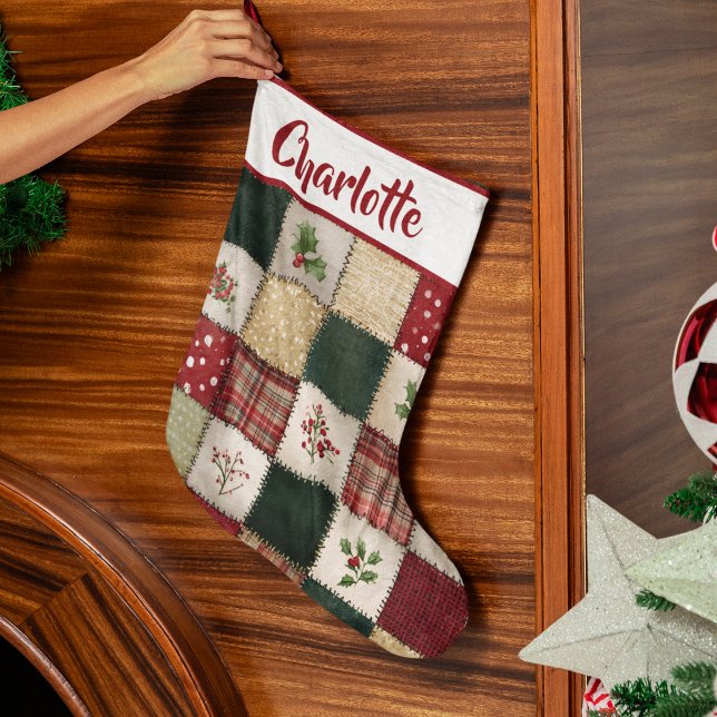 Personalized Patchwork Christmas Stocking  Großer Weihnachtsstrumpf (Von Creator hochgeladen)