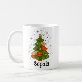 Personalized Patchwork Christmas Tree Holiday Cup Kaffeetasse