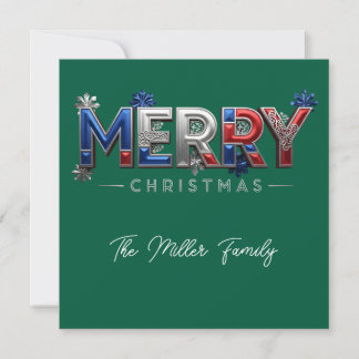 Personalized Patriotic Family Christmas Feiertagskarte