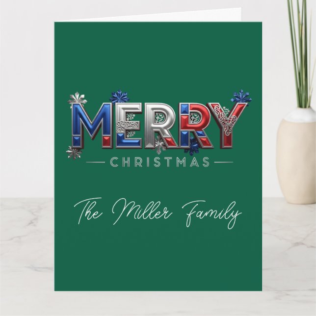 Personalized Patriotic Family Christmas Karte (Vorderseite)