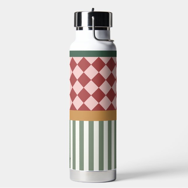 Personalized Pattern Water Bottle with Name Trinkflasche (Links)