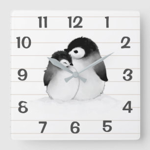 Personalized Penguins Home Decor Wall Clock Quadratische Wanduhr