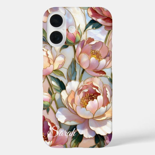 Personalized Peony Floral Phone Case Pink (Rückseite)