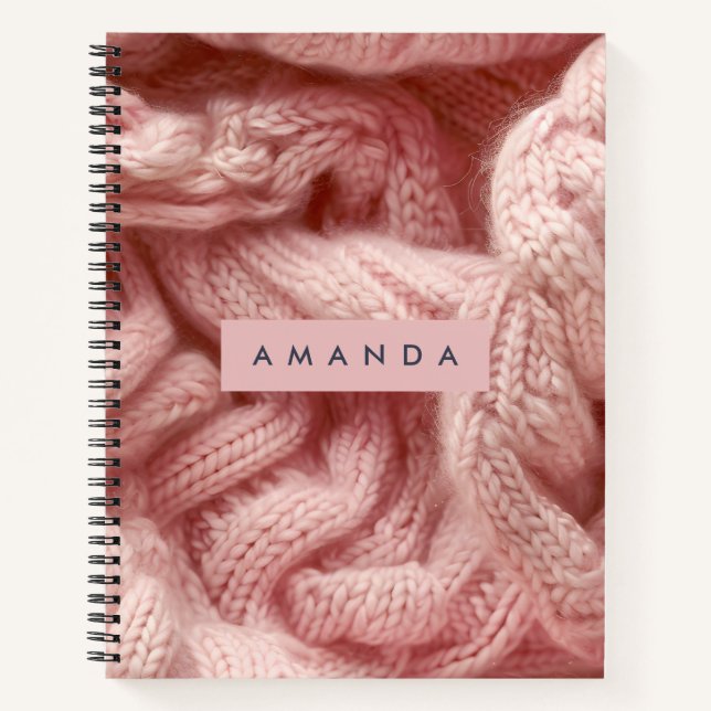 Personalized Personalized Pink Cable Knit  Notizbuch (Vorderseite)