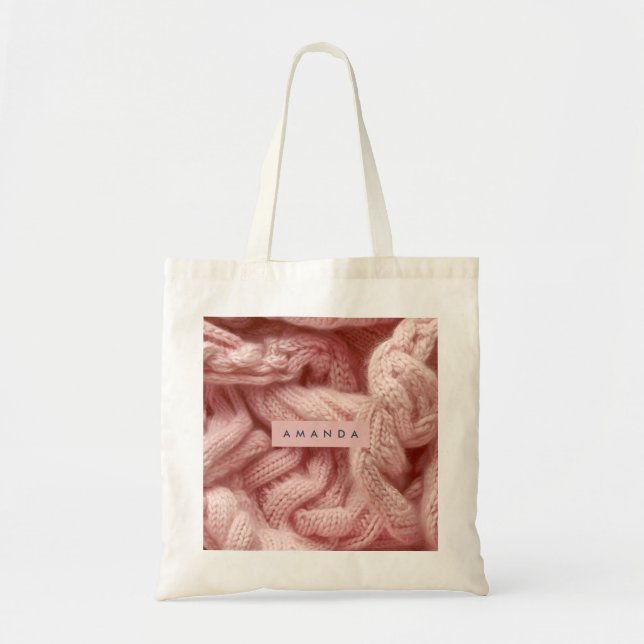 Personalized Personalized Pink Cable Knit  Tragetasche (Vorne)