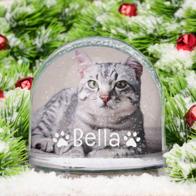 Personalized Pet Cat Name and Photo Custom Schneekugeln (Von Creator hochgeladen)