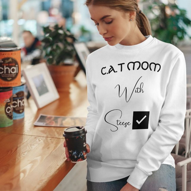 Personalized Pet Lover Black Script Funny Cat Mom Sweatshirt (Von Creator hochgeladen)
