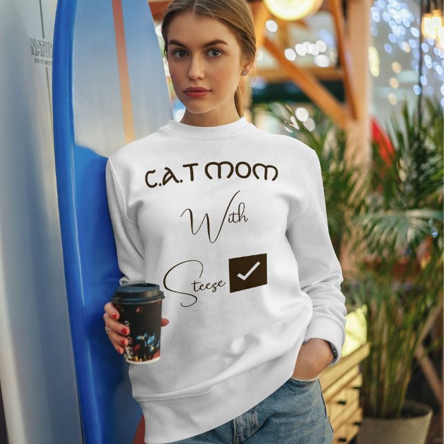 Personalized Pet Lover Brown Script Funny Cat Mom Sweatshirt (Von Creator hochgeladen)