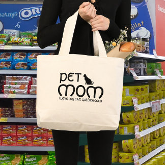 Personalized Pet Lover Cat Mom Scrtipt Quote Cute Jumbo Stoffbeutel