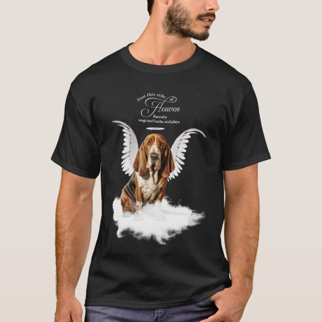 Personalized Pet Memorial Basset Hound Dog T-Shirt (Vorderseite)