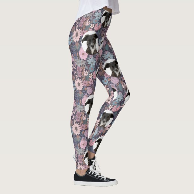 Personalized Pet Pastel Flowers Pattern Leggings (Rechts)