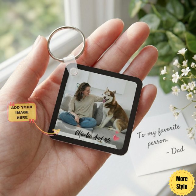 Personalized Pet Photo and Owner Heart Keychain  Schlüsselanhänger (Personalized Pet Photo and Owner Heart Keychain Custom Photo Gift for Family!)