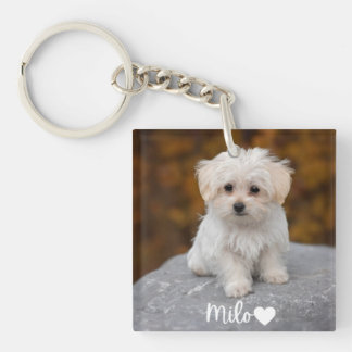 Personalized Pet Photo Keychain with Name Schlüsselanhänger