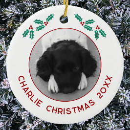 Personalized Pet Puppy Dog Christmas Photo Keramik Ornament