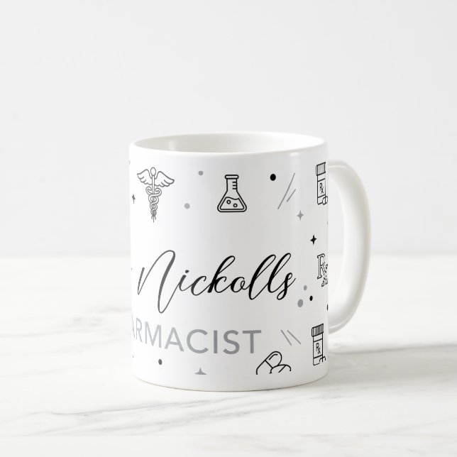 Personalized Pharmacist Mug | Elegant Handwritten  Kaffeetasse (VorderseiteRechts)