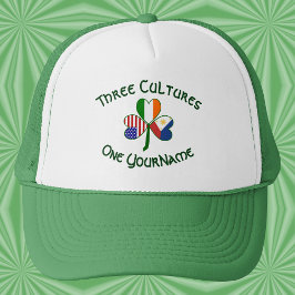 Personalized Philippines Ireland USA Flag Shamrock Truckerkappe