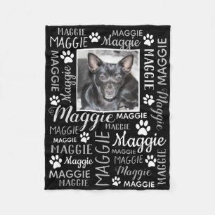 Personalized Photo and Names   Black Dog Blanket Fleecedecke