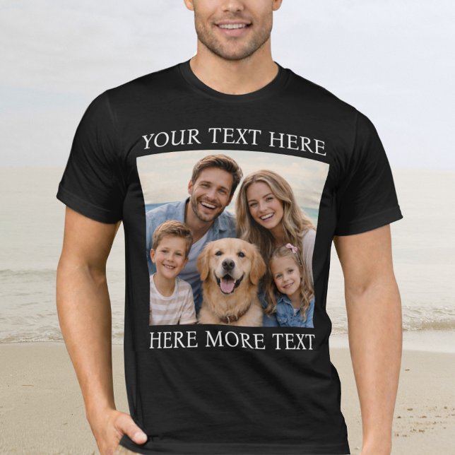 Personalized Photo and Text Or Name Elegant Serif T-Shirt (Von Creator hochgeladen)
