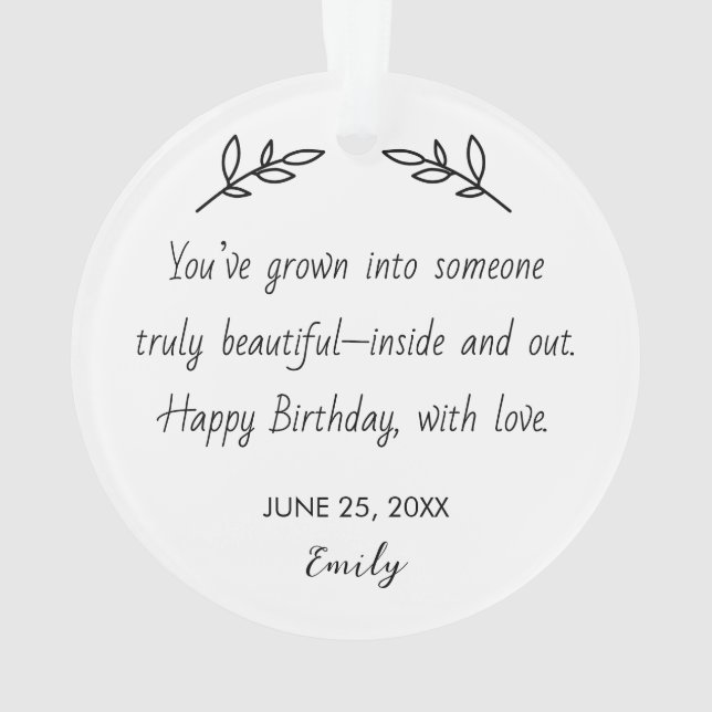 Personalized Photo & Birthday Message Ornament (Rückseite)