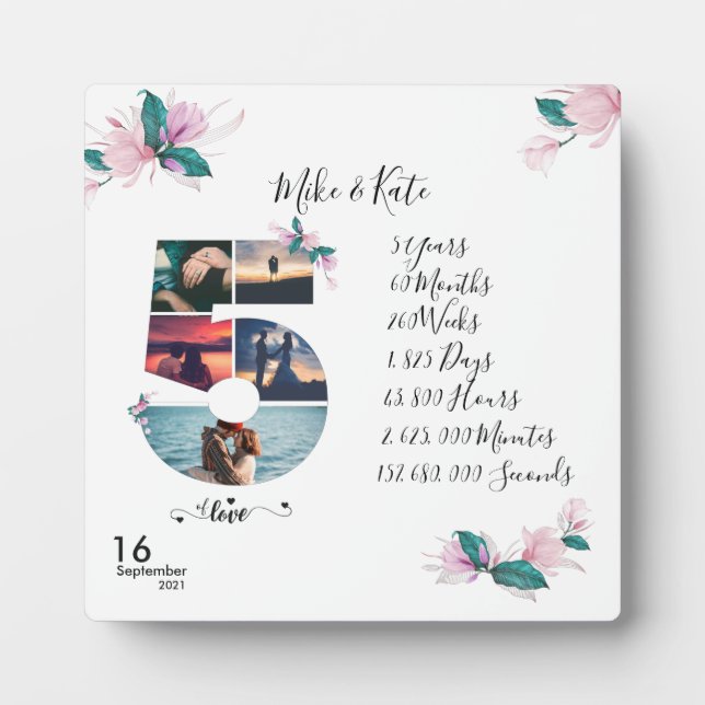 Personalized Photo collage Love Couple Anniversary Fotoplatte (Vorderseite)