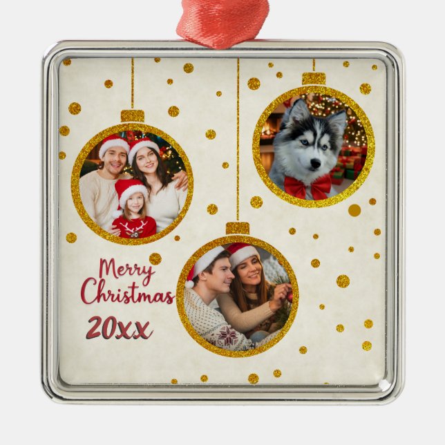 Personalized Photo - Custom Family Holiday Decor Ornament Aus Metall (Vorne)
