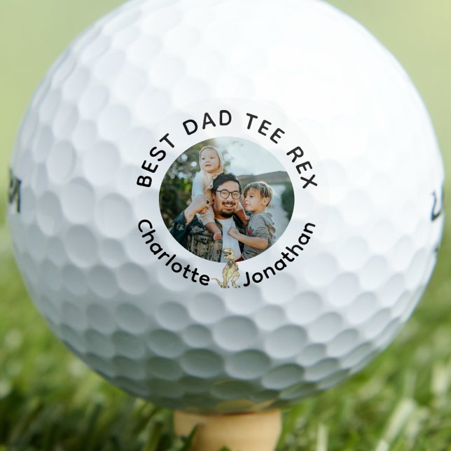 Personalized Photo Custom Text Golfball (Best dad tee Rex funny dinosaur personalized photo and name golf ball)