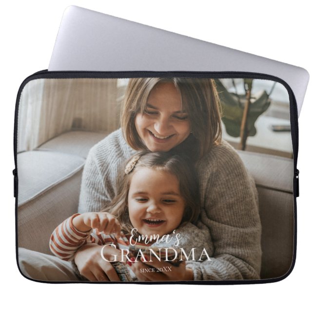 Personalized Photo & Custom Text Grandma Since -  Laptopschutzhülle (Vorderseite)