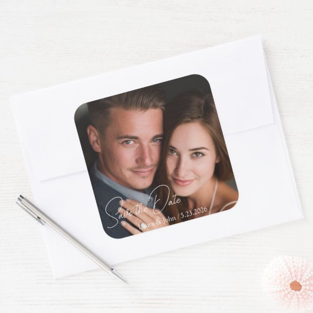 Personalized Photo & Custom Text Wedding Sticker (Umschlag)