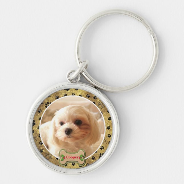 Personalized Photo Dog - Paw Print Design Schlüsselanhänger (Vorne)