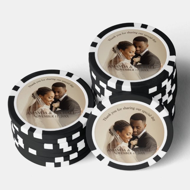 Personalized Photo Favor with Names & Wedding Date Pokerchips (Stapel)