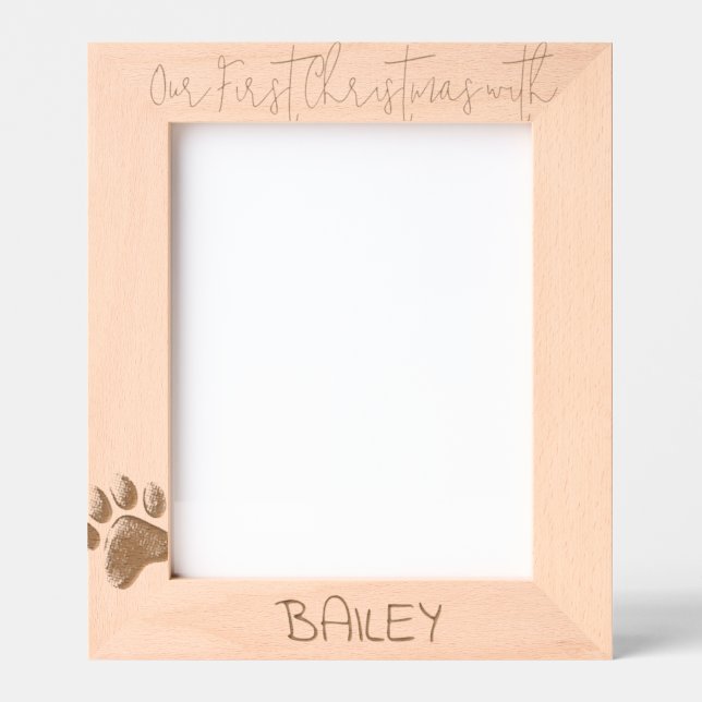 Personalized Photo Frame Dog 1st Christmas, 8x10" Geätzte Rahmen (Vorderseite)
