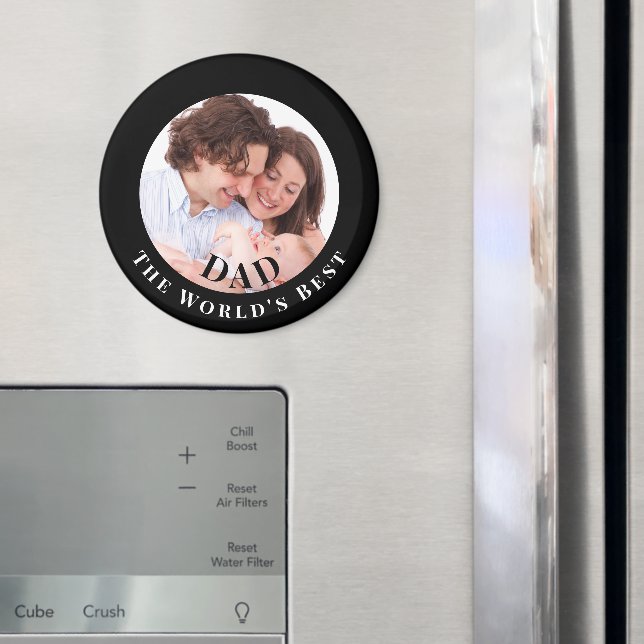 Personalized Photo in Black Circle Best Dad Magnet (In Situ (Kühlschrank))