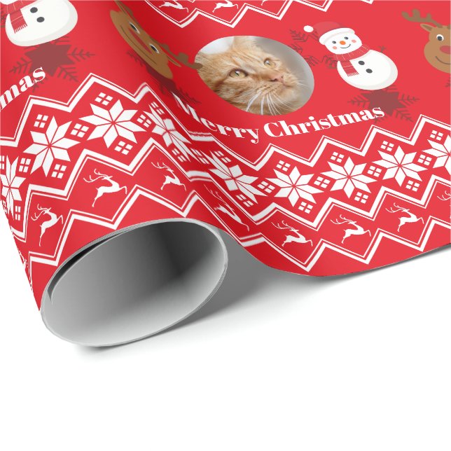 Personalized Photo Merry Christmas  Geschenkpapier (Rolleneckpunkt)