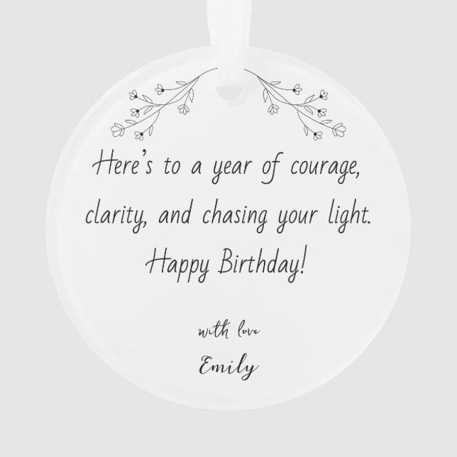 Personalized Photo Ornament for Birthday with Text (Rückseite)