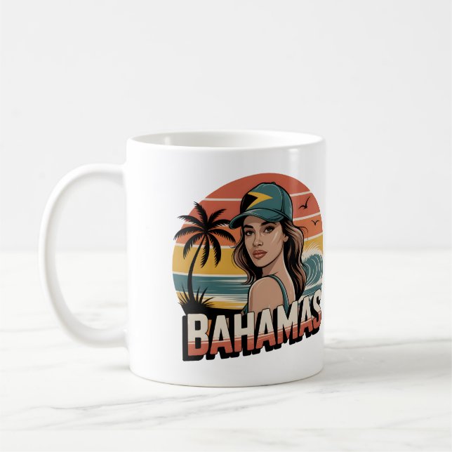 Personalized Photo Retro Bahamas Tropical Beach    Kaffeetasse (Links)