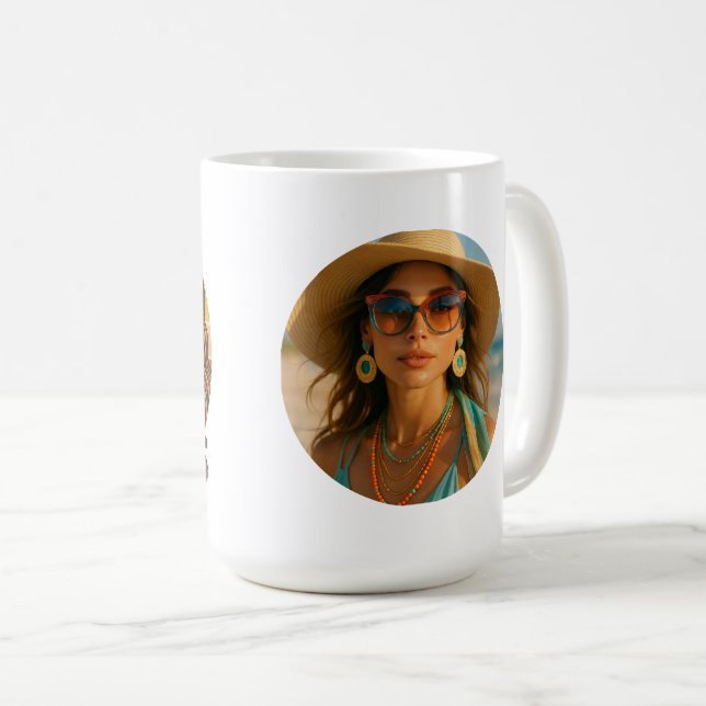 Personalized Photo Retro Bahamas Tropical Beach    Kaffeetasse (VorderseiteRechts)