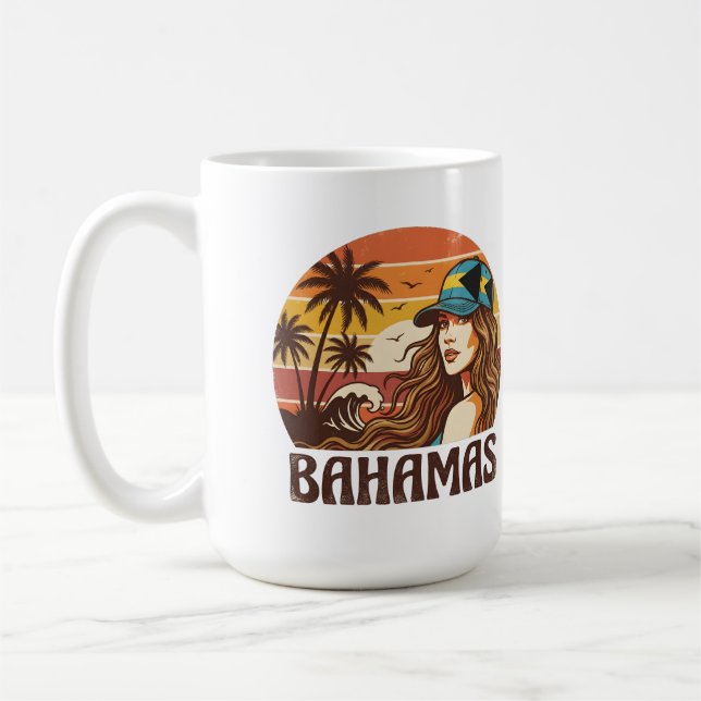 Personalized Photo Retro Bahamas Tropical Beach    Kaffeetasse (Links)