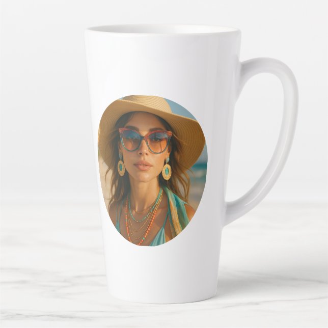 Personalized Photo Retro Bahamas Tropical Beach    Milchtasse (Rechts)