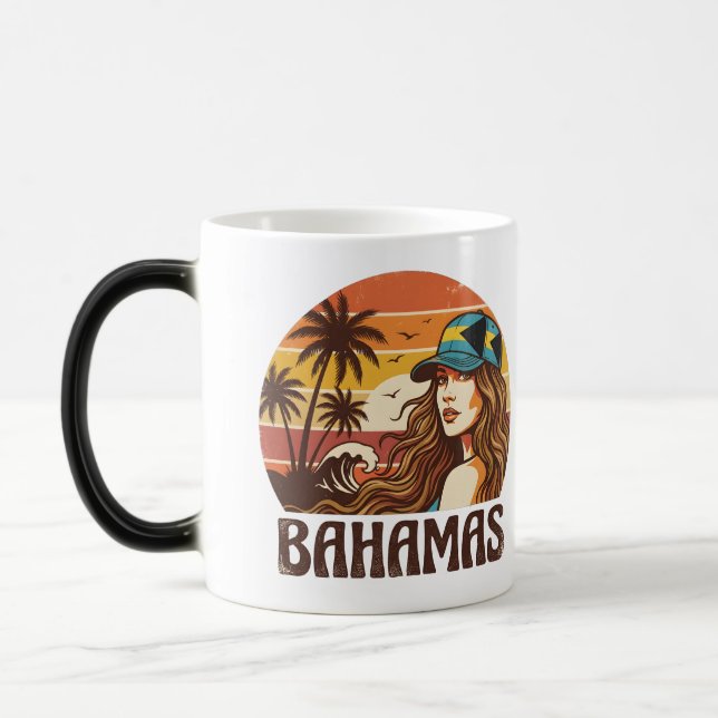 Personalized Photo Retro Bahamas Tropical Beach    Verwandlungstasse (Links)