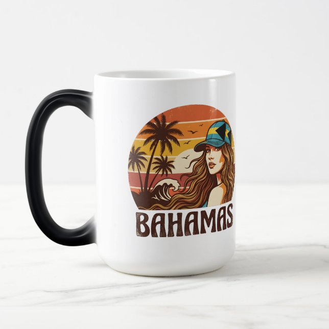 Personalized Photo Retro Bahamas Tropical Beach    Verwandlungstasse (Links)